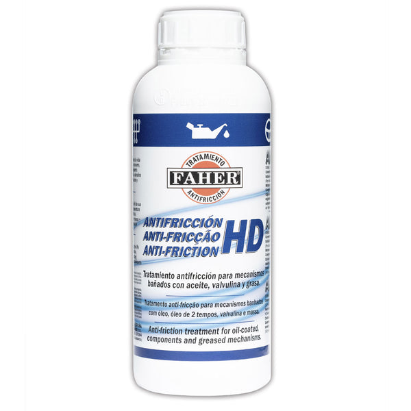 FAHER Antifricción HD, máxima protección para tu motor, potencia las propiedades del lubricante, reduce fricción y desgaste.